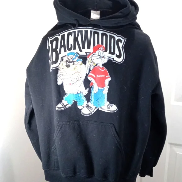 Gildan Tops Sweatshirt Unisex Black Hooded Cartoon Characters